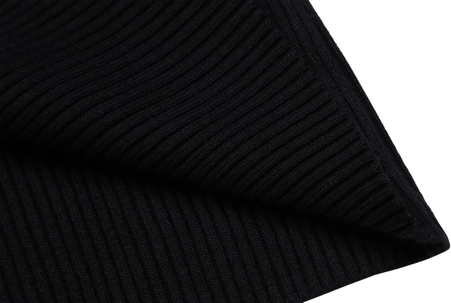 Men'S Knitted Ribbed Turtleneck Pullover Sweaters with Patchwork (Black XXL)