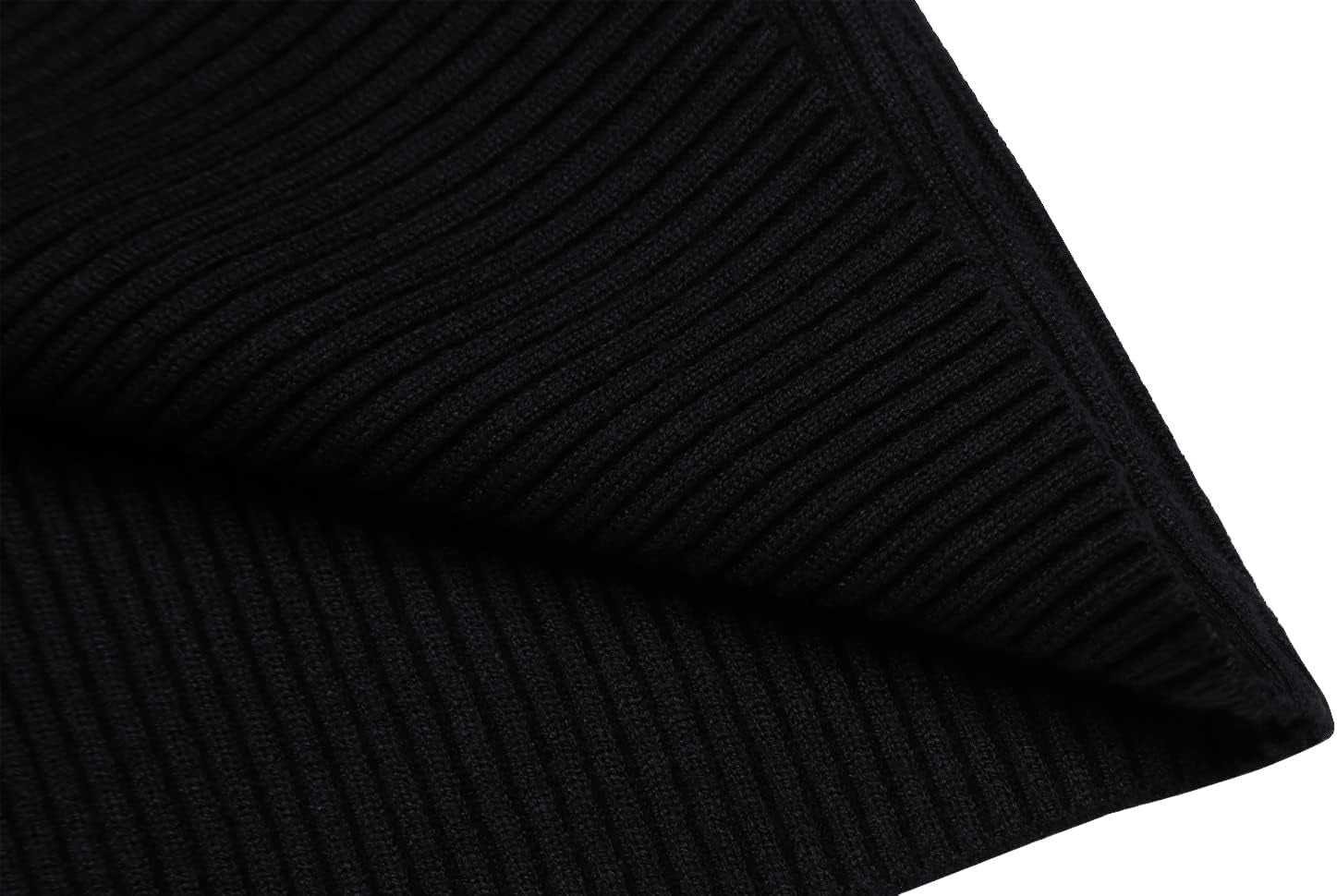 Men'S Knitted Ribbed Turtleneck Pullover Sweaters with Patchwork (Black XXL)