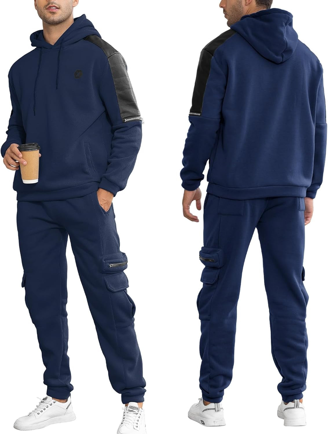 Men'S Tracksuit 2 Piece Hoodie Athletic Jogging Sweatsuits for Men Casual Sports Long Sleeve Pullover Suit Set